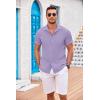 imageCOOFANDY Mens Casual Button Down Shirts Short Sleeve Textured Summer Beach Shirt with PocketLight Purple