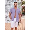 imageCOOFANDY Mens Casual Button Down Shirts Short Sleeve Textured Summer Beach Shirt with PocketLight Purple