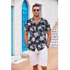 imageCOOFANDY Mens Casual Button Down Shirts Short Sleeve Textured Summer Beach Shirt with PocketNavywhite Floral