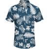 imageCOOFANDY Mens Casual Button Down Shirts Short Sleeve Textured Summer Beach Shirt with PocketNavywhite Leaves