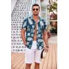 imageCOOFANDY Mens Casual Button Down Shirts Short Sleeve Textured Summer Beach Shirt with PocketNavywhite Leaves