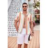 imageCOOFANDY Mens Casual Button Down Shirts Short Sleeve Textured Summer Beach Shirt with PocketRainbow Stripes