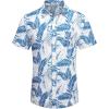 imageCOOFANDY Mens Casual Button Down Shirts Short Sleeve Textured Summer Beach Shirt with PocketWhiteblue Leaves