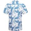 imageCOOFANDY Mens Casual Button Down Shirts Short Sleeve Textured Summer Beach Shirt with PocketWhiteblue Leaves