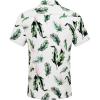 imageCOOFANDY Mens Casual Button Down Shirts Short Sleeve Textured Summer Beach Shirt with PocketWhitegreen Pink Leaves