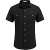 imageCOOFANDY Mens Linen Shirt Beach Summer Short Sleeve Button Down Casual ShirtsBlack