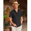 imageCOOFANDY Mens Linen Shirt Beach Summer Short Sleeve Button Down Casual ShirtsBlack