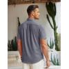 imageCOOFANDY Mens Linen Shirt Beach Summer Short Sleeve Button Down Casual ShirtsBlue