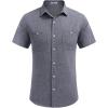 imageCOOFANDY Mens Linen Shirt Beach Summer Short Sleeve Button Down Casual ShirtsBlue