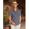 imageCOOFANDY Mens Linen Shirt Beach Summer Short Sleeve Button Down Casual ShirtsBlue