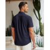 imageCOOFANDY Mens Linen Shirt Beach Summer Short Sleeve Button Down Casual ShirtsBlueviolet