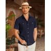 imageCOOFANDY Mens Linen Shirt Beach Summer Short Sleeve Button Down Casual ShirtsBlueviolet