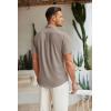 imageCOOFANDY Mens Linen Shirt Beach Summer Short Sleeve Button Down Casual ShirtsBrown