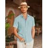 imageCOOFANDY Mens Linen Shirt Beach Summer Short Sleeve Button Down Casual ShirtsLake Green