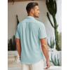 imageCOOFANDY Mens Linen Shirt Beach Summer Short Sleeve Button Down Casual ShirtsLake Green