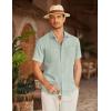 imageCOOFANDY Mens Linen Shirt Beach Summer Short Sleeve Button Down Casual ShirtsLight Green