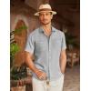 imageCOOFANDY Mens Linen Shirt Beach Summer Short Sleeve Button Down Casual ShirtsLight Grey