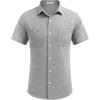 imageCOOFANDY Mens Linen Shirt Beach Summer Short Sleeve Button Down Casual ShirtsLight Grey
