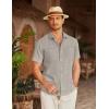 imageCOOFANDY Mens Linen Shirt Beach Summer Short Sleeve Button Down Casual ShirtsLight Khaki