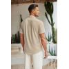 imageCOOFANDY Mens Linen Shirt Beach Summer Short Sleeve Button Down Casual ShirtsShallow Coffee