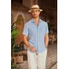 imageCOOFANDY Mens Linen Shirt Beach Summer Short Sleeve Button Down Casual ShirtsSky Blue
