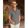 imageCOOFANDY Mens Linen Shirt Beach Summer Short Sleeve Button Down Casual ShirtsTextured Black