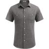 imageCOOFANDY Mens Linen Shirt Beach Summer Short Sleeve Button Down Casual ShirtsTextured Black