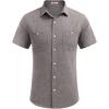 imageCOOFANDY Mens Linen Shirt Beach Summer Short Sleeve Button Down Casual ShirtsTextured Grey
