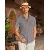 imageCOOFANDY Mens Linen Shirt Beach Summer Short Sleeve Button Down Casual ShirtsTextured Grey