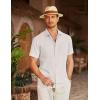imageCOOFANDY Mens Linen Shirt Beach Summer Short Sleeve Button Down Casual ShirtsWhite