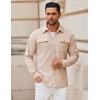 imageCOOFANDY Mens Shirt Jacket Long Sleeve Overshirt Casual Button Down Shacket Thermal Shirts with PocketsBeige