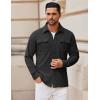 imageCOOFANDY Mens Shirt Jacket Long Sleeve Overshirt Casual Button Down Shacket Thermal Shirts with PocketsBlack