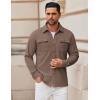 imageCOOFANDY Mens Shirt Jacket Long Sleeve Overshirt Casual Button Down Shacket Thermal Shirts with PocketsBrown