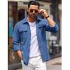 imageCOOFANDY Mens Shirt Jacket Long Sleeve Overshirt Casual Button Down Shacket Thermal Shirts with PocketsGrey Blue