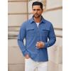 imageCOOFANDY Mens Shirt Jacket Long Sleeve Overshirt Casual Button Down Shacket Thermal Shirts with PocketsGrey Blue