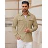 imageCOOFANDY Mens Shirt Jacket Long Sleeve Overshirt Casual Button Down Shacket Thermal Shirts with PocketsKhaki