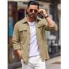 imageCOOFANDY Mens Shirt Jacket Long Sleeve Overshirt Casual Button Down Shacket Thermal Shirts with PocketsKhaki