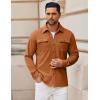 imageCOOFANDY Mens Shirt Jacket Long Sleeve Overshirt Casual Button Down Shacket Thermal Shirts with PocketsLight Brown