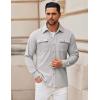 imageCOOFANDY Mens Shirt Jacket Long Sleeve Overshirt Casual Button Down Shacket Thermal Shirts with PocketsLight Grey