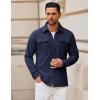 imageCOOFANDY Mens Shirt Jacket Long Sleeve Overshirt Casual Button Down Shacket Thermal Shirts with PocketsNavy Blue