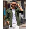 imageCOOFANDY Mens Shirt Jacket Long Sleeve Overshirt Casual Button Down Shacket Thermal Shirts with PocketsOlive Green