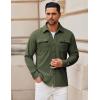 imageCOOFANDY Mens Shirt Jacket Long Sleeve Overshirt Casual Button Down Shacket Thermal Shirts with PocketsOlive Green