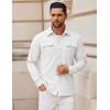 imageCOOFANDY Mens Shirt Jacket Long Sleeve Overshirt Casual Button Down Shacket Thermal Shirts with PocketsWhite