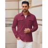 imageCOOFANDY Mens Shirt Jacket Long Sleeve Overshirt Casual Button Down Shacket Thermal Shirts with PocketsWine Red