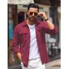 imageCOOFANDY Mens Shirt Jacket Long Sleeve Overshirt Casual Button Down Shacket Thermal Shirts with PocketsWine Red