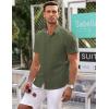 imageCOOFANDY Mens Short Sleeve Button Down Shirts Wrinkle Free Dress Shirts Casual Polka Dot Print Shirt with PocketArmy Green
