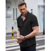 imageCOOFANDY Mens Short Sleeve Button Down Shirts Wrinkle Free Dress Shirts Casual Polka Dot Print Shirt with PocketBlack