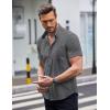 imageCOOFANDY Mens Short Sleeve Button Down Shirts Wrinkle Free Dress Shirts Casual Polka Dot Print Shirt with PocketBlackwindmill
