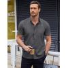 imageCOOFANDY Mens Short Sleeve Button Down Shirts Wrinkle Free Dress Shirts Casual Polka Dot Print Shirt with PocketBlackwindmill