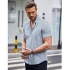 imageCOOFANDY Mens Short Sleeve Button Down Shirts Wrinkle Free Dress Shirts Casual Polka Dot Print Shirt with PocketBlue Combo